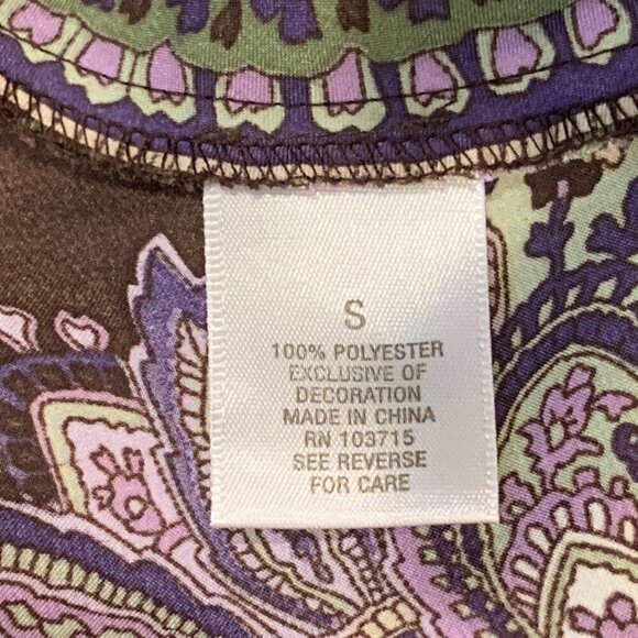 Dress Barn S Polyester Satin Sleeveless Twist Neck Top Multicolor Paisley 199B - Picture 6 of 7